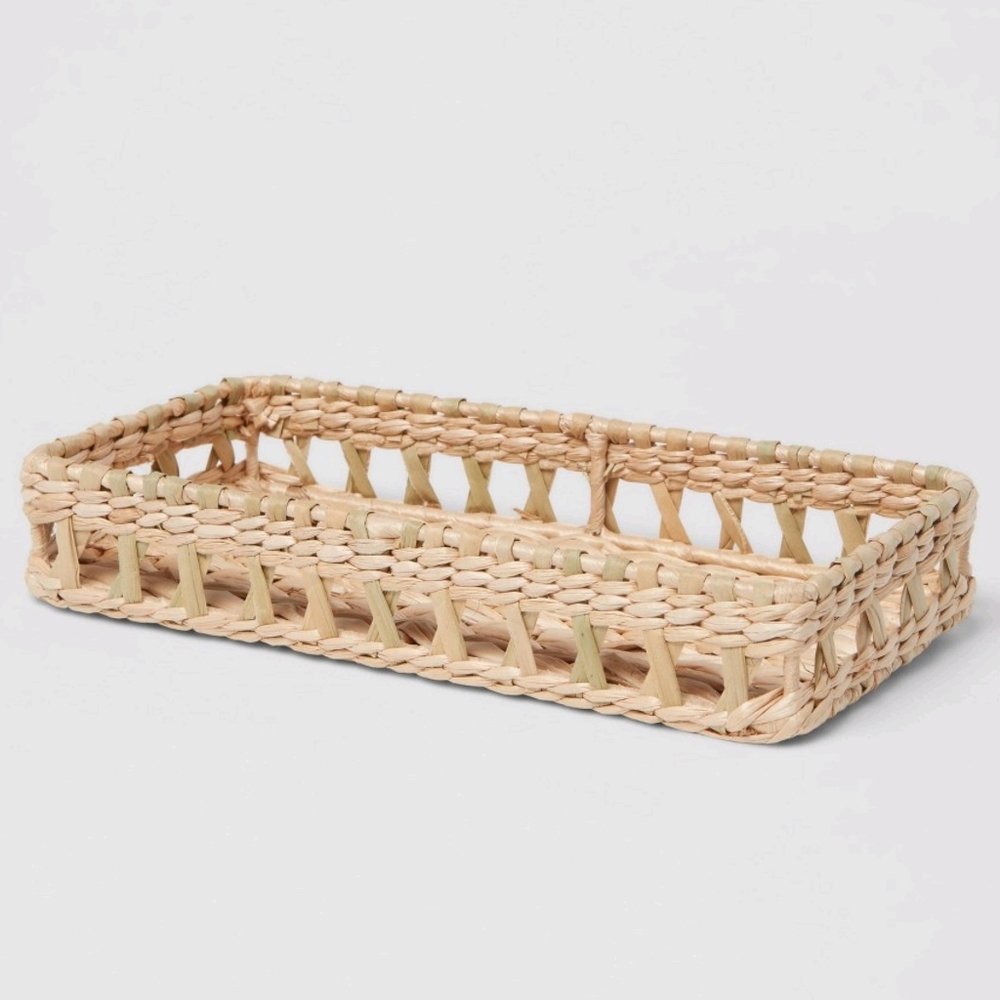 Threshold NWT Raffia Woven Tray In Natural 5"X10"